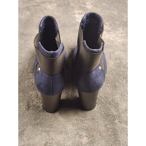 Attention Women’s Navy Suede Ankle Boots Block Heel Chelsea Size 6 - Picture 5 of 9